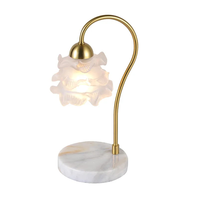1-Light Frosted Glass Kronblad Bordlampe