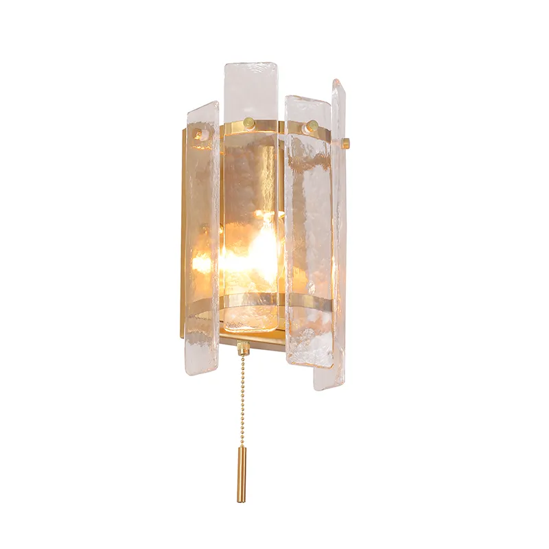 1-Lys moderne glassvegglampe med trekkkjede