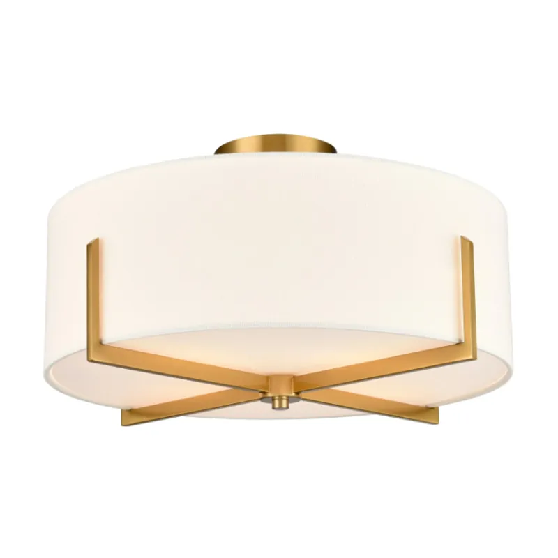 Hvordan kan en moderne taklampe med kremfarget teksturert stoffskjerm forvandle moderne interiørrom