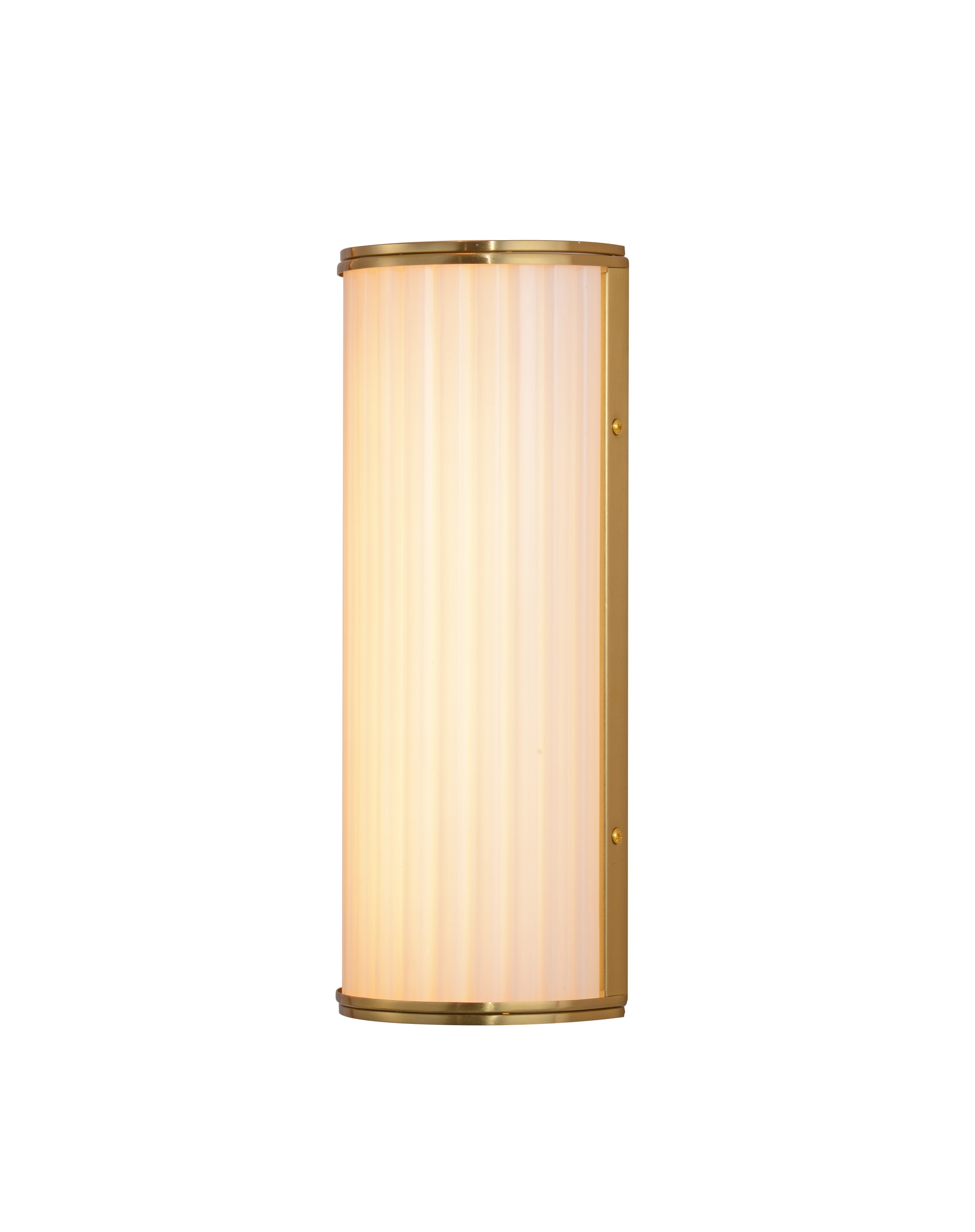 Sylindrisk riflet glass messing vegglampe