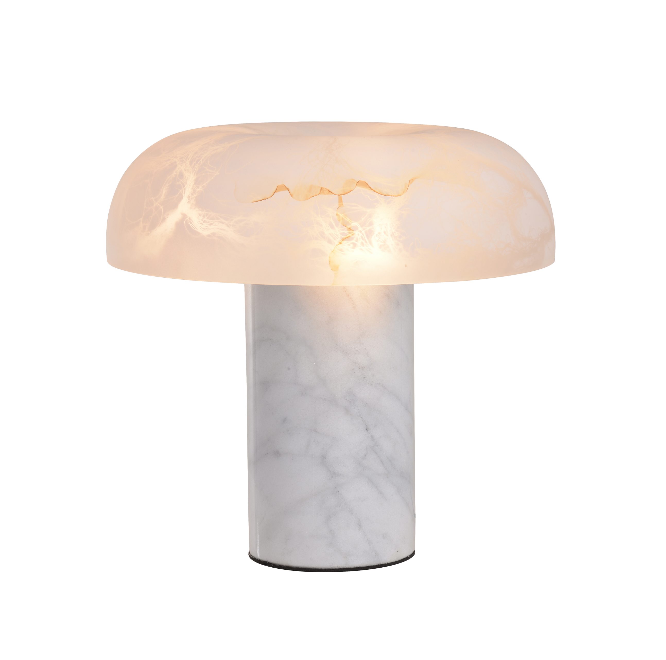 Dekorativ bordlampe i alabast med sopp