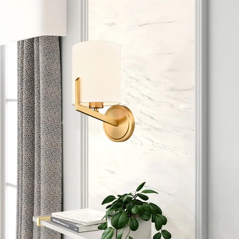 1 Light Satin Brass Modern Wall Lamp