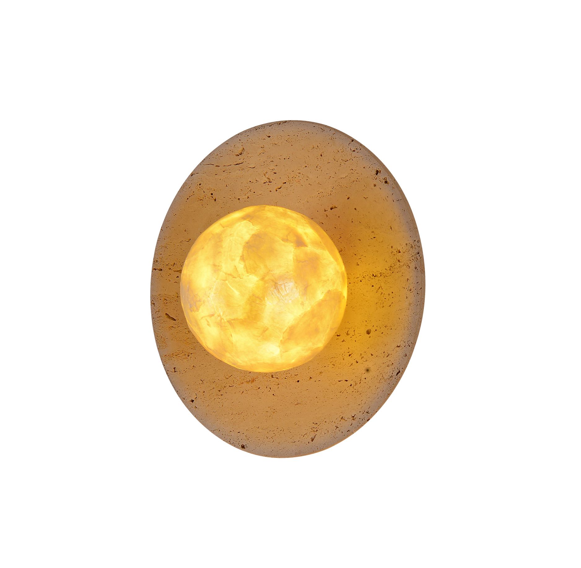 Oval naturlig travertin base sheell skygge vegglampe